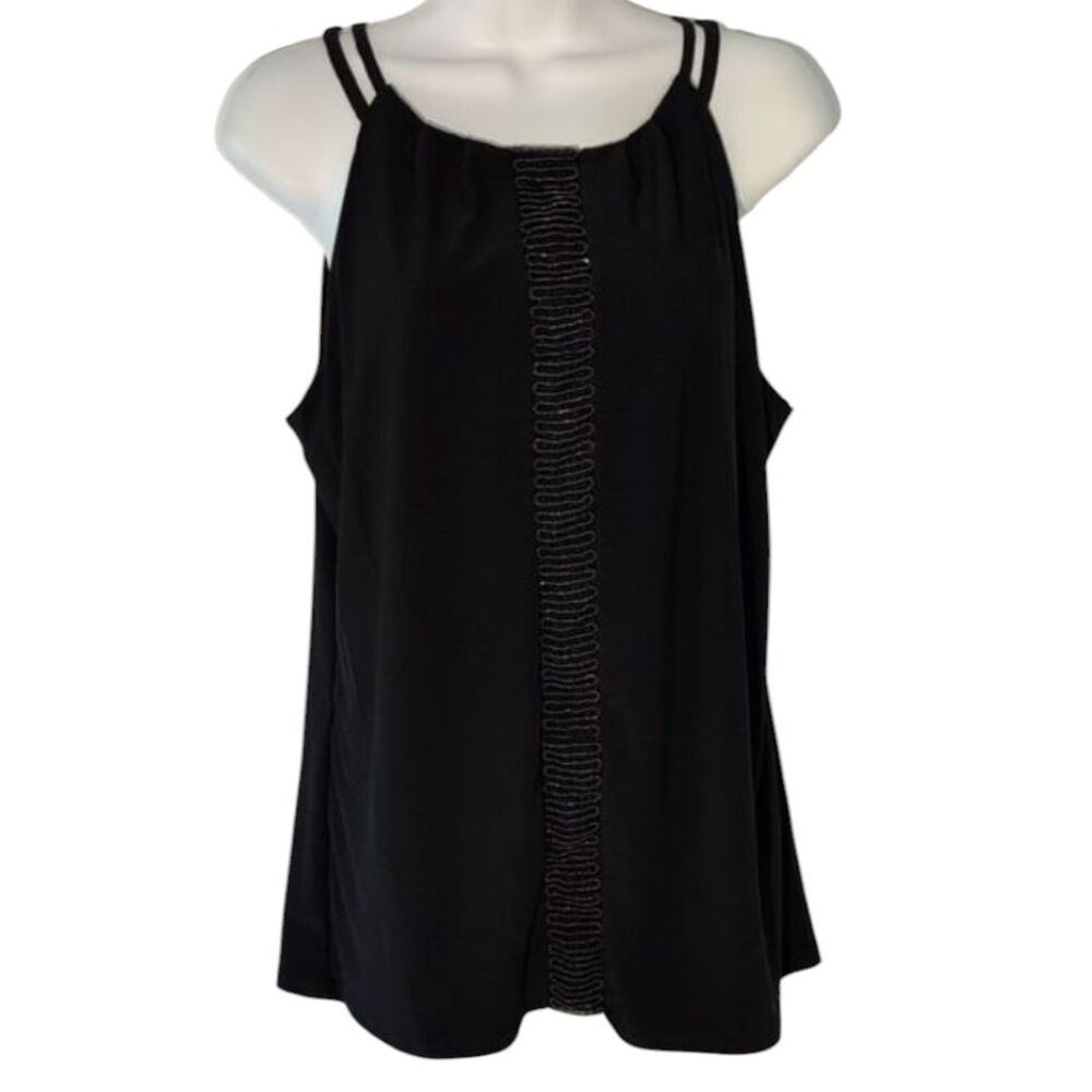 White House Black Market Black Tank Top with Strappy Detail